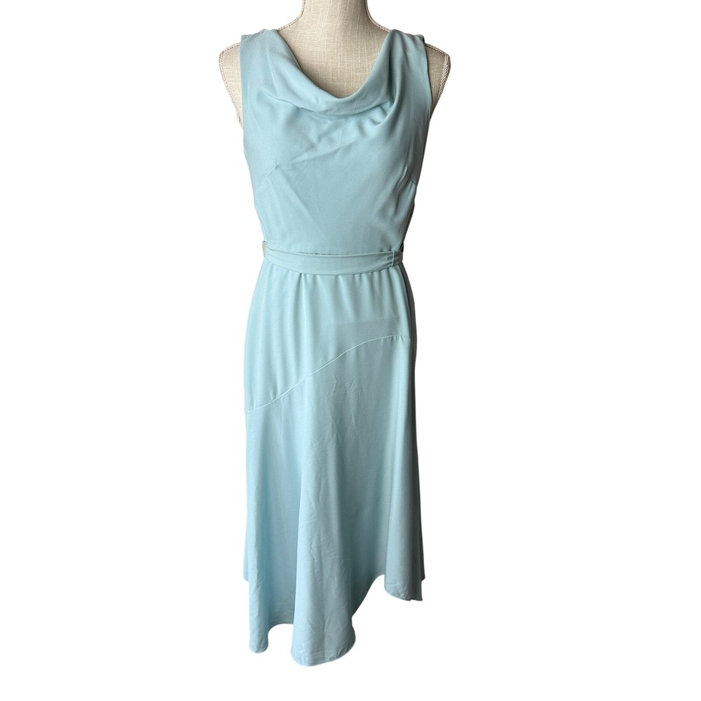 Roz & Ali Mint Cowl Neck Midi Dress Womens 6 Tie Back‎ Flowy Wedding Guest Lined